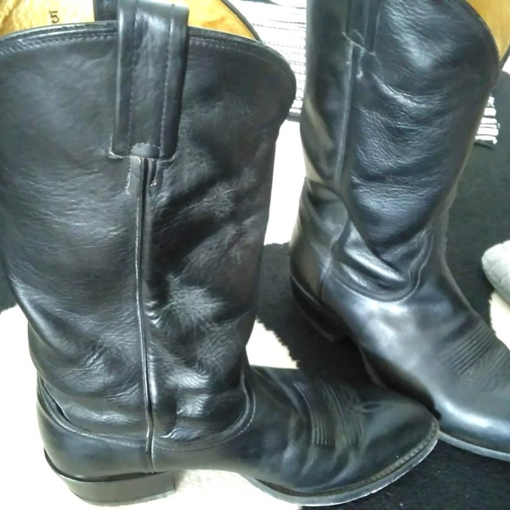 Bottes Western Cowboy Vintage Tony Lama – Cuir Noir – Fabriquées Aux USA – Taille 11D